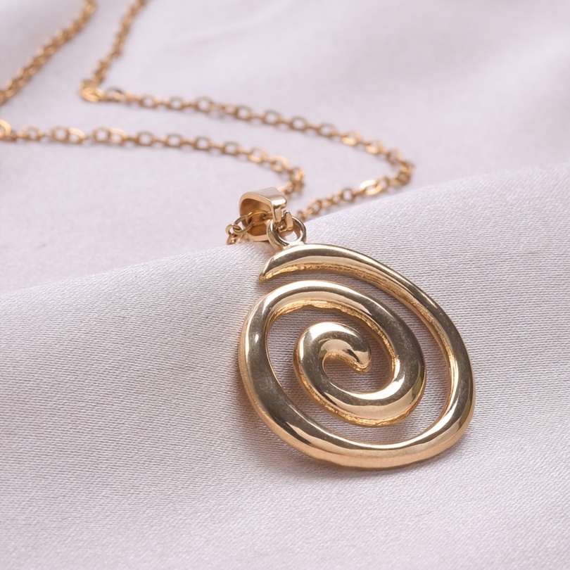 Vintage Spiral Vortex Pendant Stainless Steel Necklace, Fade-resistant
